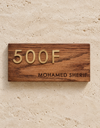 Modern Wooden House Sign with Brass Numbers